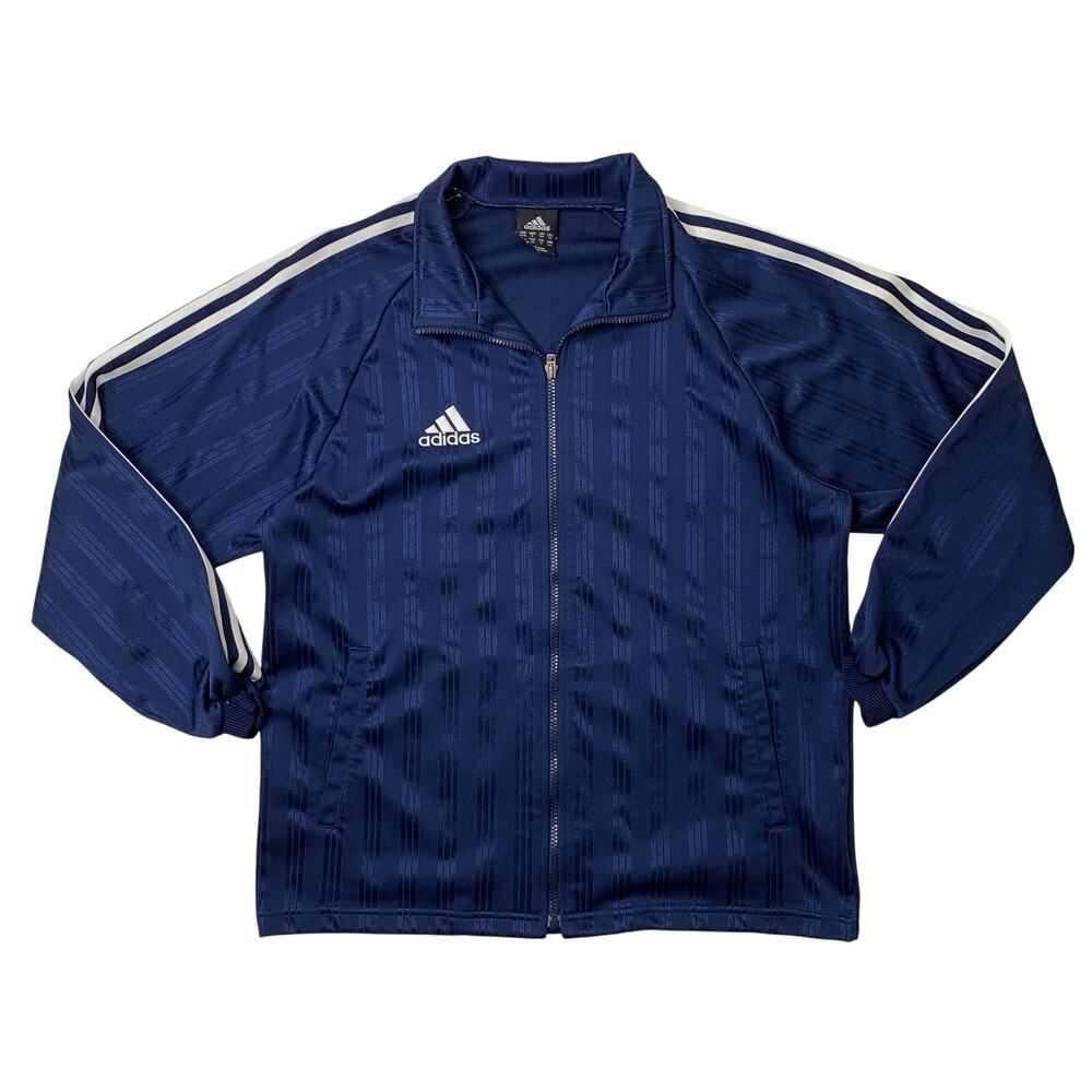 Vintage Adidas Jacket Mens S Small Navy Full Zip Warm Up Soccer Track Retro